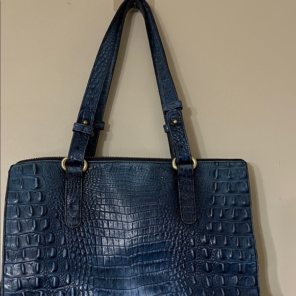 Brahmin Navy Embossed Leather Tote - Picture 4 of 4
